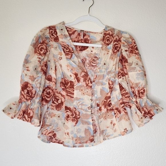 Free People I Found You Floral Top XS - Picture 3 of 7